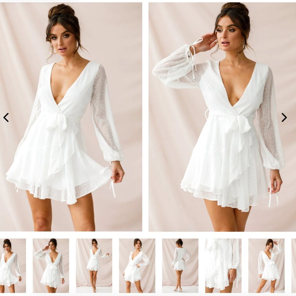 With Tags - Sheri Hail Spot Chiffon White Dress